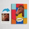 Custom Pop Art Style Horse Portrait - Pet illustration from photo - Patchwork Canvas 1 photo to pop art horse portrait canvas patchwork