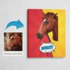 Custom Pop Art Style Horse Portrait - Pet illustration from photo - Red yellow split Canvas 1 photo to pop art horse portrait canvas red yellow split