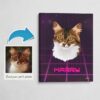 Custom Retro Arcade Style Cat Portrait -  Pet illustration from photo - Invaders Canvas
