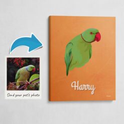 Custom Mid Century Retro Style Bird Portrait -  Pet illustration from photo - Sand And Stone Canvas