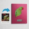 Custom Mid Century Retro Style Bird Portrait - Pet illustration from photo - Vintage Teal Canvas 2 photo to retro bird portrait canvas vintage teal