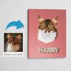 Custom Mid Century Retro Style Cat Portrait - Pet illustration from photo - Decking Canvas 2 photo to retro cat portrait canvas decking