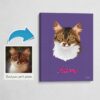 Custom Mid Century Retro Style Cat Portrait - Pet illustration from photo - Deep Purple Canvas 2 photo to retro cat portrait canvas deep purple