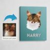 Custom Mid Century Retro Style Cat Portrait - Pet illustration from photo - Mint Art Deco Canvas 1 photo to retro cat portrait canvas mint art deco
