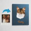 Custom Mid Century Retro Style Cat Portrait - Pet illustration from photo - Rustic Blue Canvas 2 photo to retro cat portrait canvas rustic blue