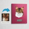 Custom Mid Century Retro Style Cat Portrait - Pet illustration from photo - Vintage Teal Canvas 1 photo to retro cat portrait canvas vintage teal