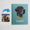 Custom Mid Century Retro Style Dog Portrait -  Pet illustration from photo - Mint Art Deco Canvas