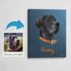 Custom Mid Century Retro Style Dog Portrait - Pet illustration from photo - Rustic Blue Canvas 2 photo to retro dog portrait canvas rustic blue