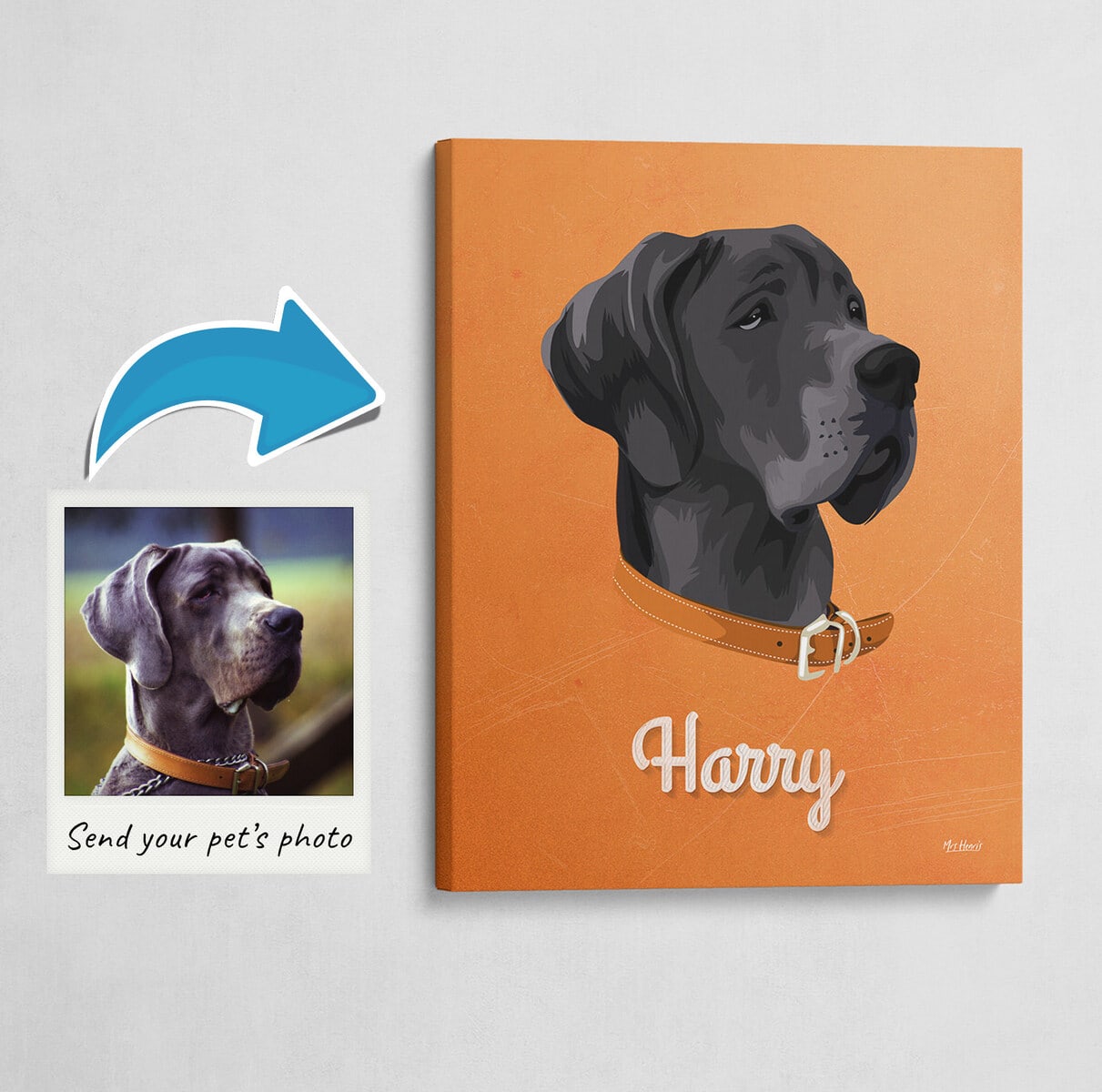 Custom Mid Century Retro Style Dog Portrait - Pet illustration from photo - Sand And Stone Canvas 3 Custom Mid Century Retro Style Dog Portrait - Pet illustration from photo - Sand And Stone Canvas