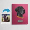 Custom Mid Century Retro Style Dog Portrait - Pet illustration from photo - Vintage Teal Canvas 1 photo to retro dog portrait canvas vintage teal