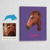 Custom Mid Century Retro Style Horse Portrait - Pet illustration from photo - Deep Purple Canvas 1 photo to retro horse portrait canvas deep purple