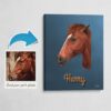 photo to retro horse portrait canvas rustic blue