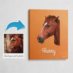 Custom Mid Century Retro Style Horse Portrait -  Pet illustration from photo - Sand And Stone Canvas