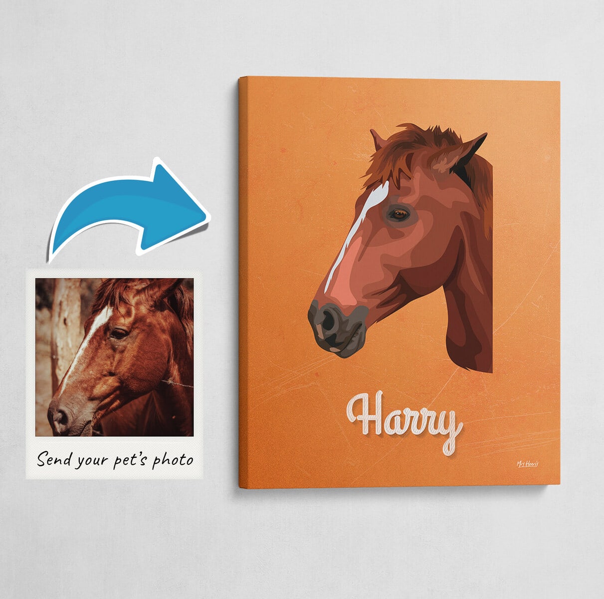 Custom Mid Century Retro Style Horse Portrait - Pet illustration from photo - Sand And Stone Canvas 3 Custom Mid Century Retro Style Horse Portrait - Pet illustration from photo - Sand And Stone Canvas