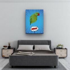pop art pet portrait illustrations bird blue blast bedroom