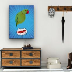 pop art pet portrait illustrations bird blue blast hall