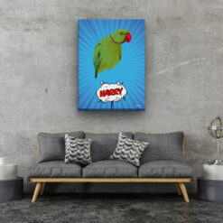 pop art pet portrait illustrations bird blue blast living room