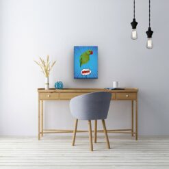 pop art pet portrait illustrations bird blue blast office