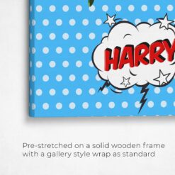 Custom Pop Art Style Bird Portrait - Pet illustration from photo - Blue dots Canvas 15 pop art pet portrait illustrations bird blue dots front view angled close up wall