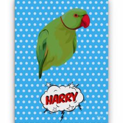 Custom Pop Art Style Bird Portrait - Pet illustration from photo - Blue dots Canvas 18 pop art pet portrait illustrations bird blue dots front view white