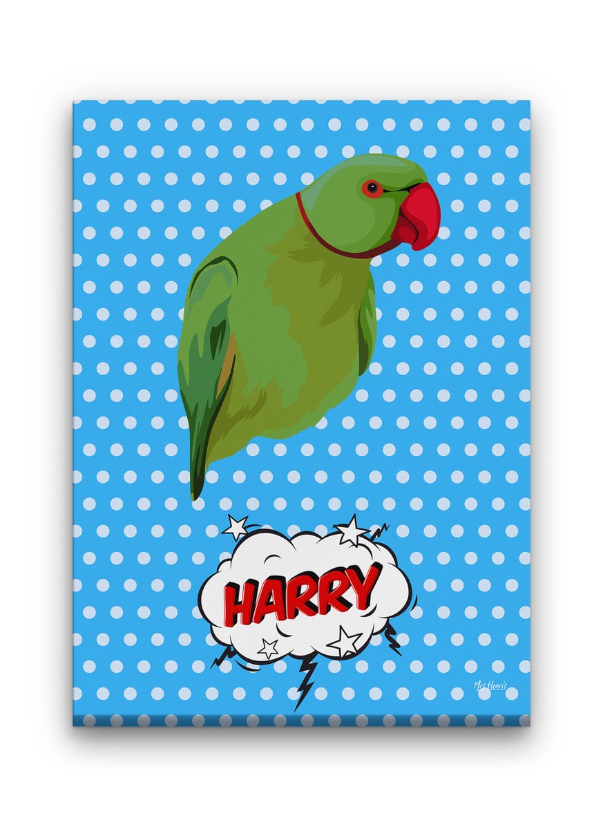 Custom Pop Art Style Bird Portrait - Pet illustration from photo - Blue dots Canvas 9 Custom Pop Art Style Bird Portrait - Pet illustration from photo - Blue dots Canvas - Image 7