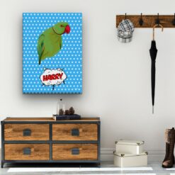 Custom Pop Art Style Bird Portrait - Pet illustration from photo - Blue dots Canvas 19 pop art pet portrait illustrations bird blue dots hall