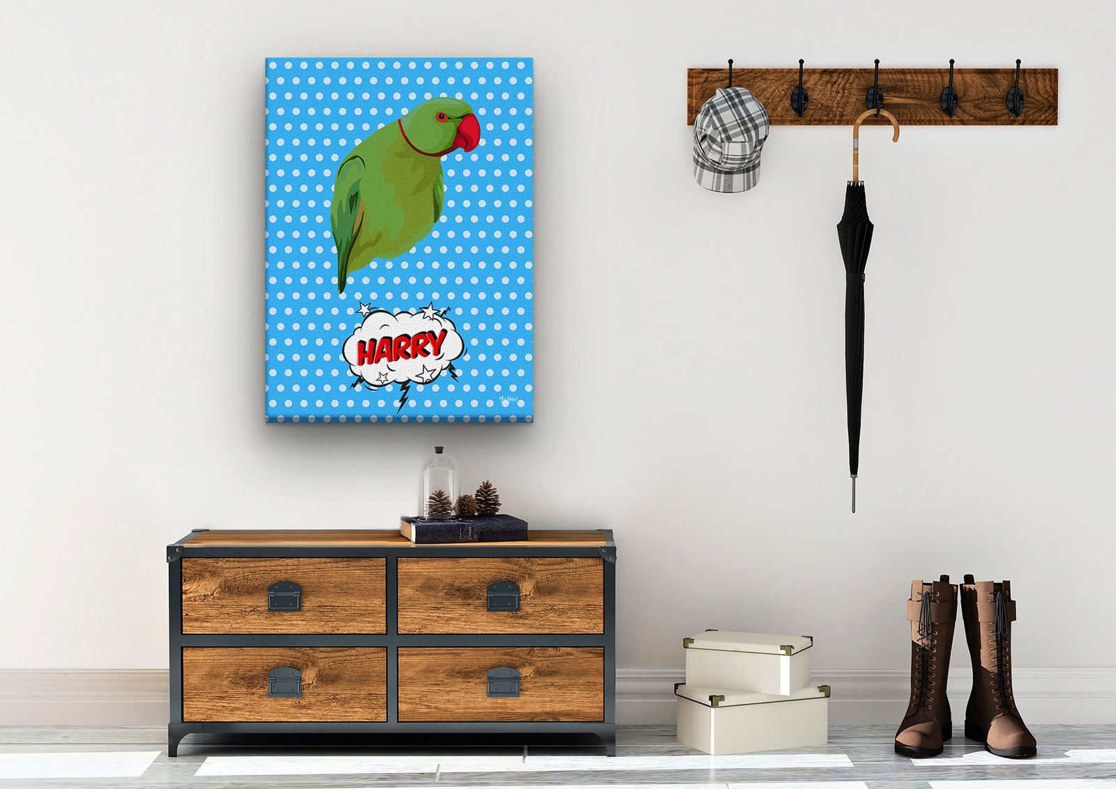 Custom Pop Art Style Bird Portrait - Pet illustration from photo - Blue dots Canvas 10 Custom Pop Art Style Bird Portrait - Pet illustration from photo - Blue dots Canvas - Image 8