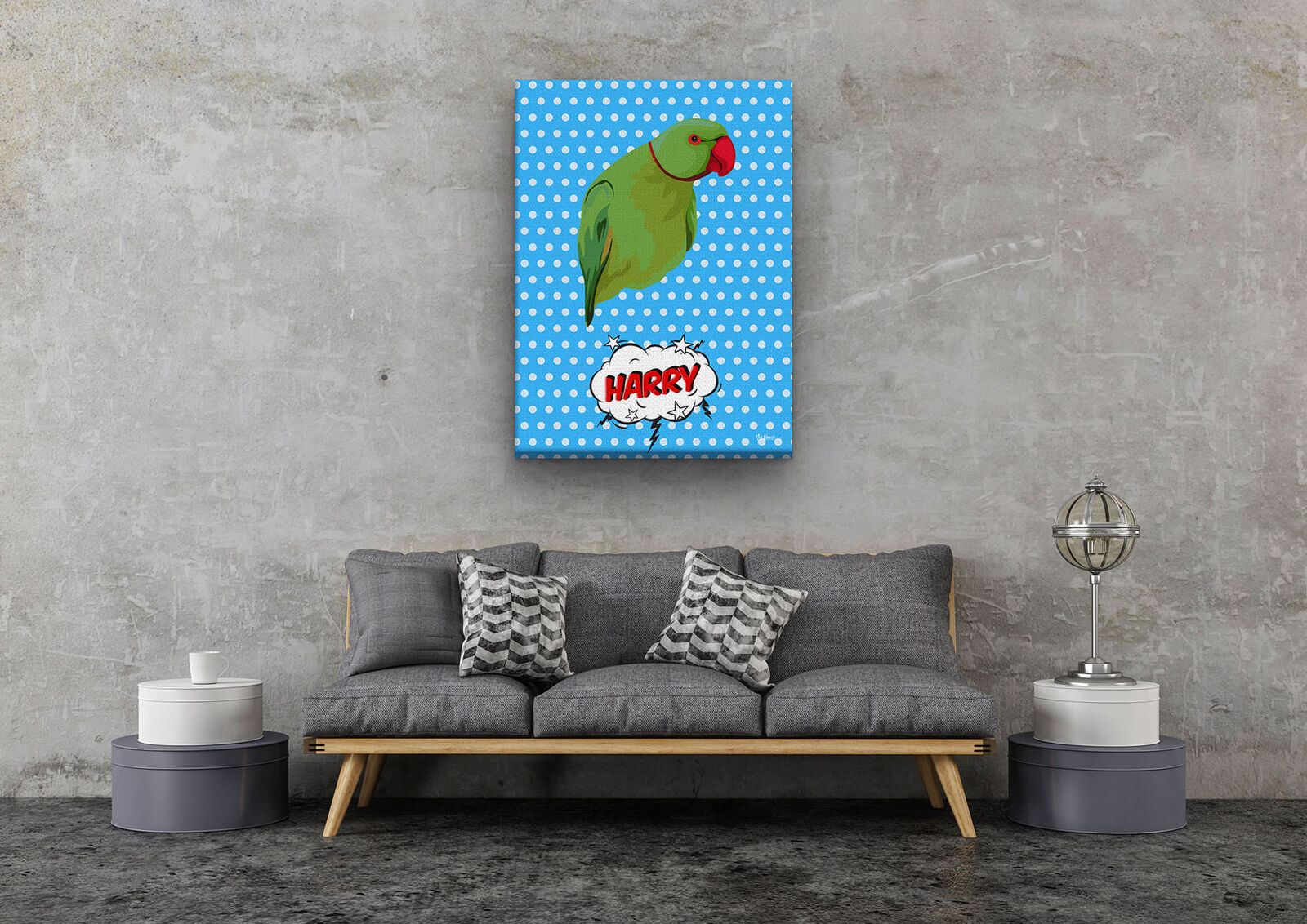 Custom Pop Art Style Bird Portrait - Pet illustration from photo - Blue dots Canvas 11 Custom Pop Art Style Bird Portrait - Pet illustration from photo - Blue dots Canvas - Image 9