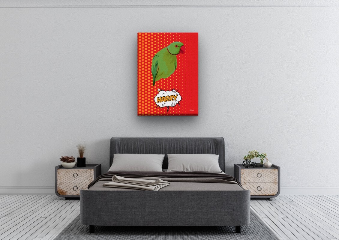 Custom Pop Art Style Bird Portrait - Pet illustration from photo - Dash Canvas 24 pop art pet portrait illustrations bird dash bedroom