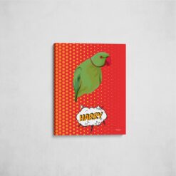 Custom Pop Art Style Bird Portrait - Pet illustration from photo - Dash Canvas 16 pop art pet portrait illustrations bird dash front view angled wall