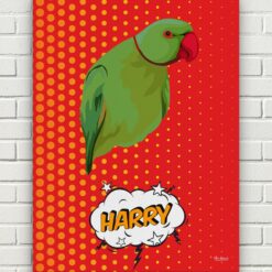 Custom Pop Art Style Bird Portrait - Pet illustration from photo - Dash Canvas 17 pop art pet portrait illustrations bird dash front view white bricks