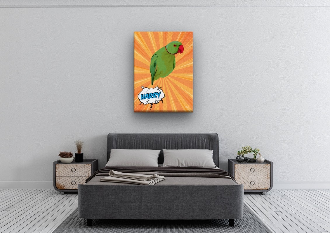 Custom Pop Art Style Bird Portrait - Pet illustration from photo - Orange blast Canvas 24 pop art pet portrait illustrations bird orange blast bedroom