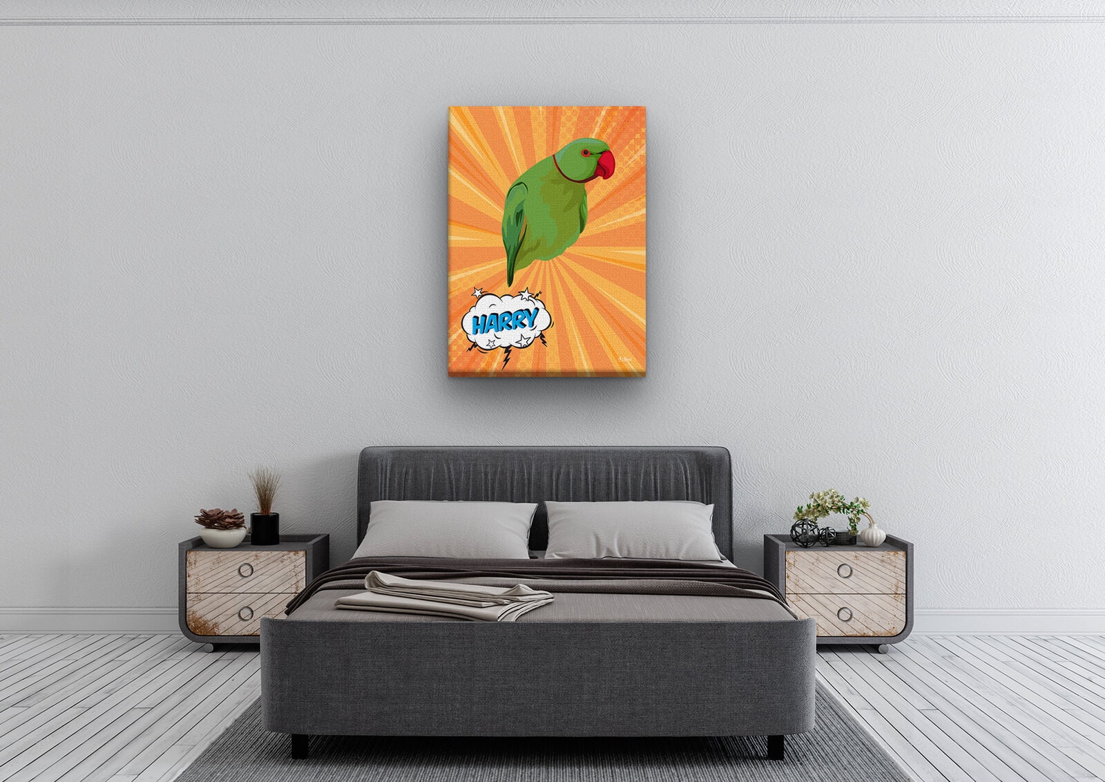 Custom Pop Art Style Bird Portrait - Pet illustration from photo - Orange blast Canvas 4 Custom Pop Art Style Bird Portrait - Pet illustration from photo - Orange blast Canvas - Image 2