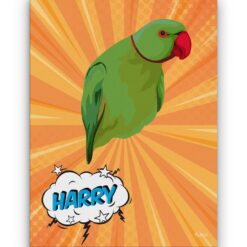 Custom Pop Art Style Bird Portrait - Pet illustration from photo - Orange blast Canvas 18 pop art pet portrait illustrations bird orange blast front view white