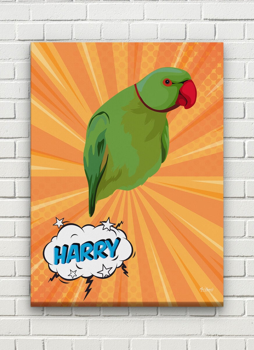 Custom Pop Art Style Bird Portrait - Pet illustration from photo - Orange blast Canvas 8 Custom Pop Art Style Bird Portrait - Pet illustration from photo - Orange blast Canvas - Image 6