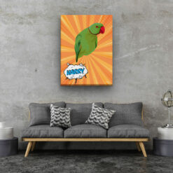 Custom Pop Art Style Bird Portrait - Pet illustration from photo - Orange blast Canvas 20 pop art pet portrait illustrations bird orange blast living room