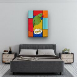 pop art pet portrait illustrations bird patchwork bedroom
