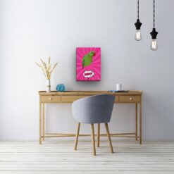 pop art pet portrait illustrations bird pink blast office