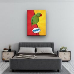 Custom Pop Art Style Bird Portrait - Pet illustration from photo - Red yellow split Canvas 13 pop art pet portrait illustrations bird red yellow split bedroom