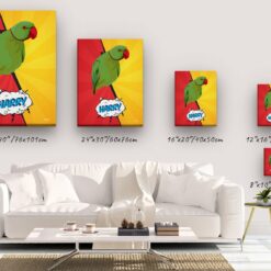 Custom Pop Art Style Bird Portrait - Pet illustration from photo - Red yellow split Canvas 14 pop art pet portrait illustrations bird red yellow split canvas size comparison
