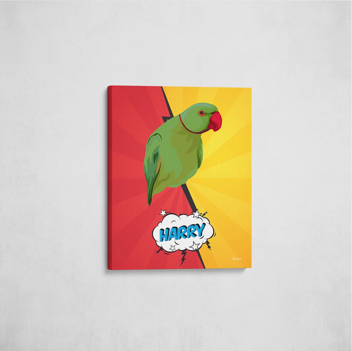 Custom Pop Art Style Bird Portrait - Pet illustration from photo - Red yellow split Canvas 7 Custom Pop Art Style Bird Portrait - Pet illustration from photo - Red yellow split Canvas - Image 5