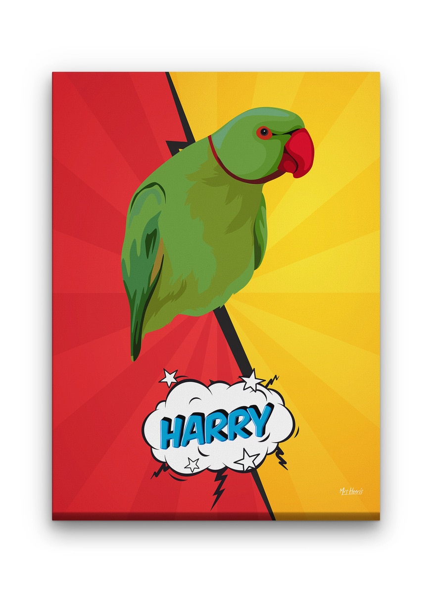 Custom Pop Art Style Bird Portrait - Pet illustration from photo - Red yellow split Canvas 9 Custom Pop Art Style Bird Portrait - Pet illustration from photo - Red yellow split Canvas - Image 7