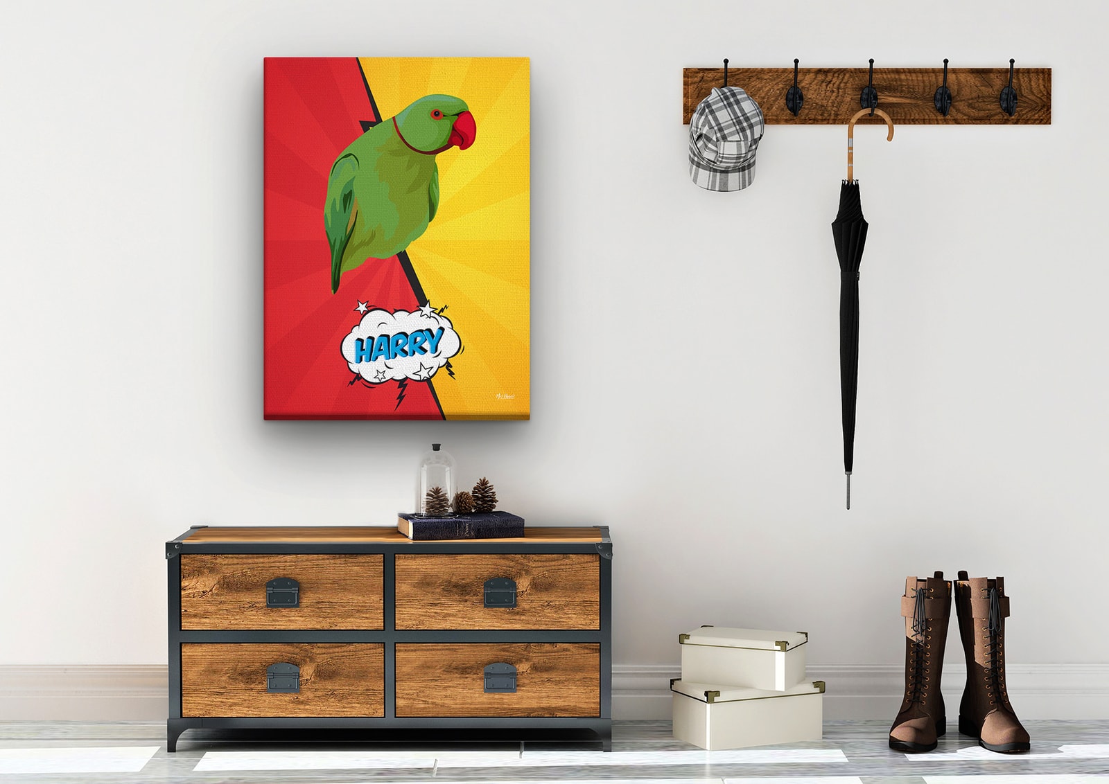 Custom Pop Art Style Bird Portrait - Pet illustration from photo - Red yellow split Canvas 10 Custom Pop Art Style Bird Portrait - Pet illustration from photo - Red yellow split Canvas - Image 8