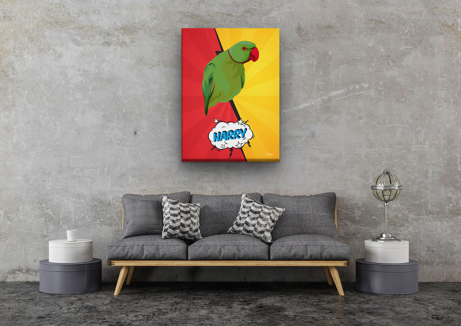 Custom Pop Art Style Bird Portrait - Pet illustration from photo - Red yellow split Canvas 11 Custom Pop Art Style Bird Portrait - Pet illustration from photo - Red yellow split Canvas - Image 9
