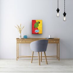 Custom Pop Art Style Bird Portrait - Pet illustration from photo - Red yellow split Canvas 21 pop art pet portrait illustrations bird red yellow split office