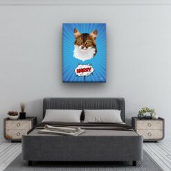 Custom Pop Art Style Cat Portrait - Pet illustration from photo - Blue blast Canvas 13 pop art pet portrait illustrations cat blue blast bedroom