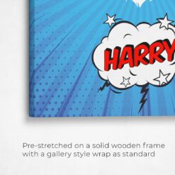 Custom Pop Art Style Cat Portrait - Pet illustration from photo - Blue blast Canvas 15 pop art pet portrait illustrations cat blue blast front view angled close up wall