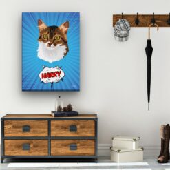 Custom Pop Art Style Cat Portrait - Pet illustration from photo - Blue blast Canvas 19 pop art pet portrait illustrations cat blue blast hall