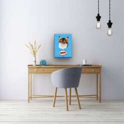 Custom Pop Art Style Cat Portrait - Pet illustration from photo - Blue dots Canvas 21 pop art pet portrait illustrations cat blue dots office