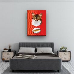 pop art pet portrait illustrations cat dash bedroom